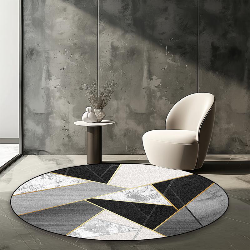 Modern Abstract Round Carpet Living Room Geometric Pattern Decor Area Rugs Coffee Tables Office Chair Non-slip Mats Customizable