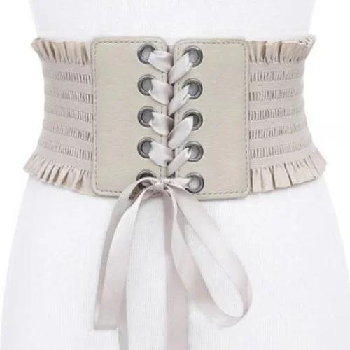 Fashion Gothic Elastic Belts for Woman Sexy Black Pu Leather Wide Corset Belt Female Cinturones Para Mujer Heart Cummerbunds