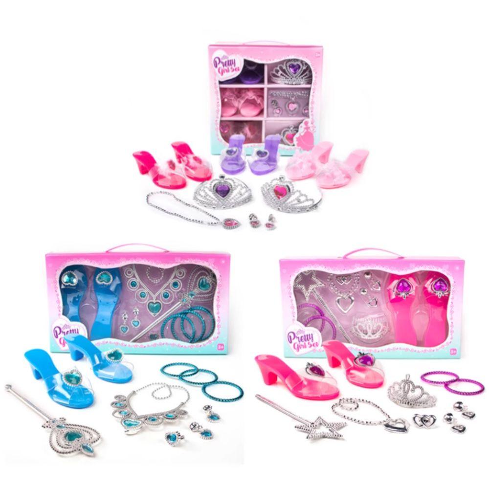 Necklace Crown Girls Jewelry Toys Pretend Play Crystal Shoes Toy Princess Dress Up Toys  Halloween