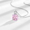 New Arrival Pink Cubic Zirconia Pendant Necklace 925 Silver Square Cut Chain Necklace for Women Luxury Wedding Jewelry Gift
