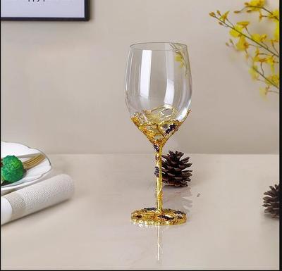 Ensemble de Verres à Vin en Cristal Émaillé Coupe Calice Verres à Boire Vaisselle Décoratif Rouge Cocktail Cadeau