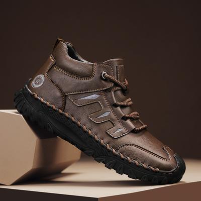 Fashion Mens High Quality Leather Shoes Fashion Outdoor Ankle Boots Male Winter Plus Velvet Warm Lace Up Boots 2024 Brand High Top Boots