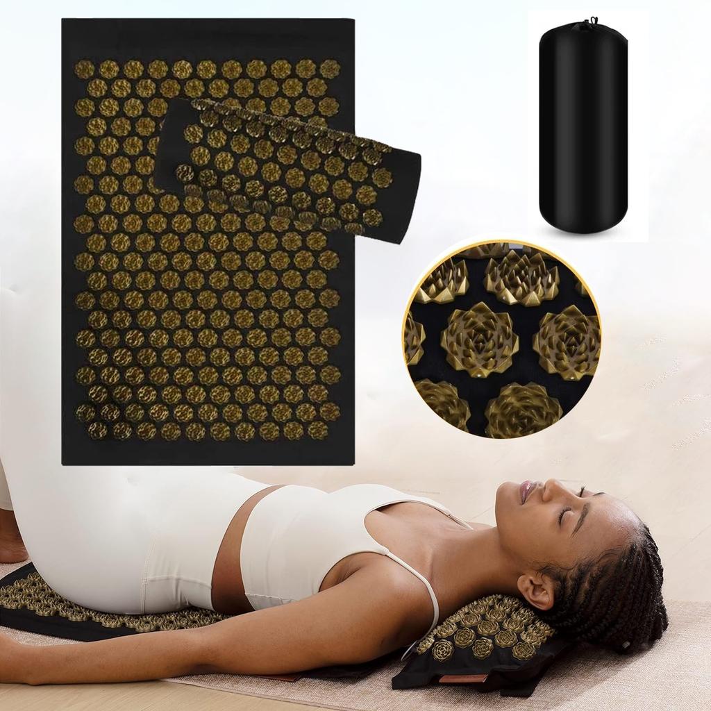 Bag with Acupressure Mat as well as Pillow Set Massage Cushion for Fitness Exercise Yoga Pilates Foot Back Body Relaxtion Spike Mat Set