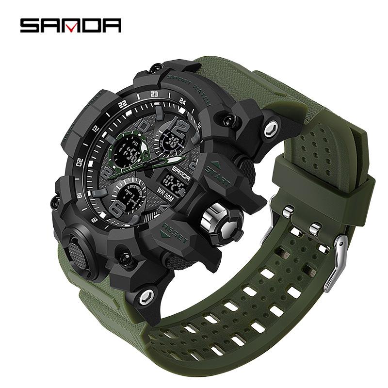 Sanda Youth Fashion Luminous Waterproof Shockproof Alarm Men's Watch