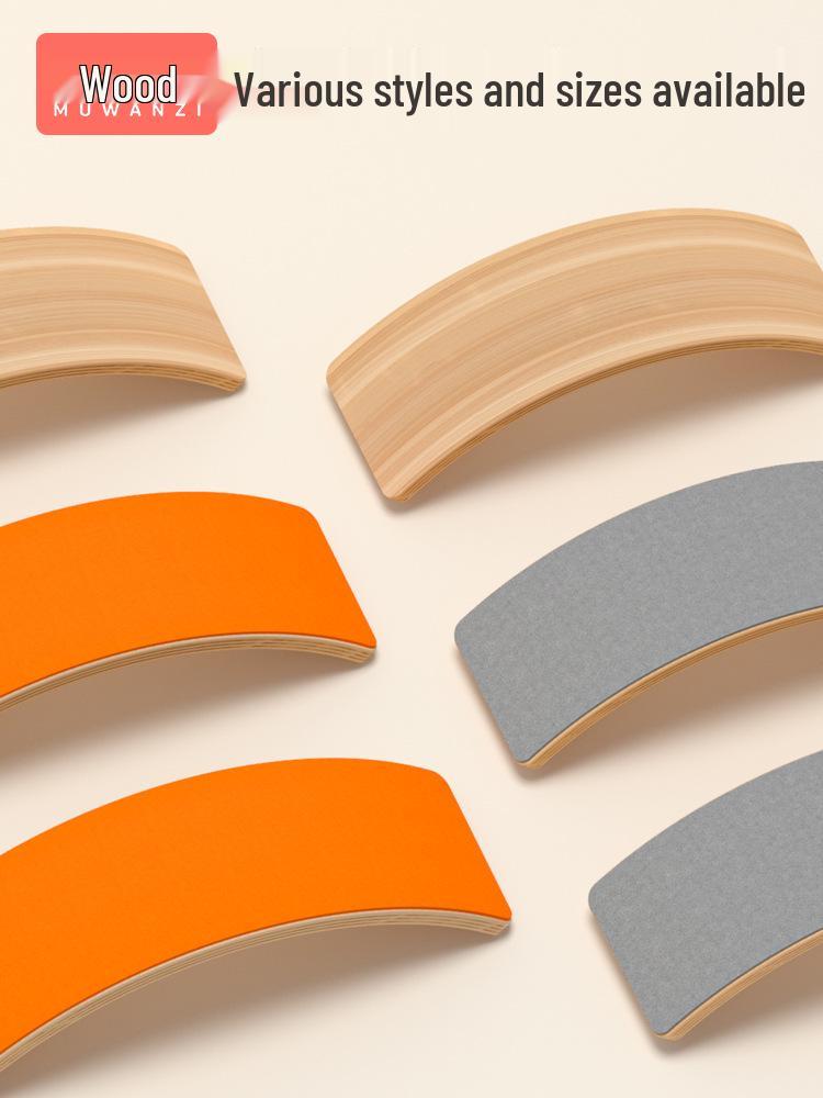 Wooden Curved Balance Board for Indoor Sensory Training - Interactive Two-Person Educational Children's Smart Seesaw.