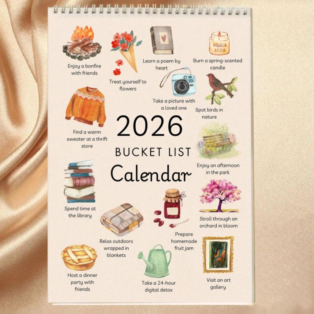 Notes Planning 2026 Wall Calendar Simple Style Desktop Calendar Premium Bucket List Calendar  Gifts