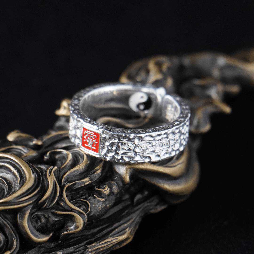 Yin Taifei s Heir Han Celestial Master s Ethnic Retro Carved Ring Adjustable Open Size