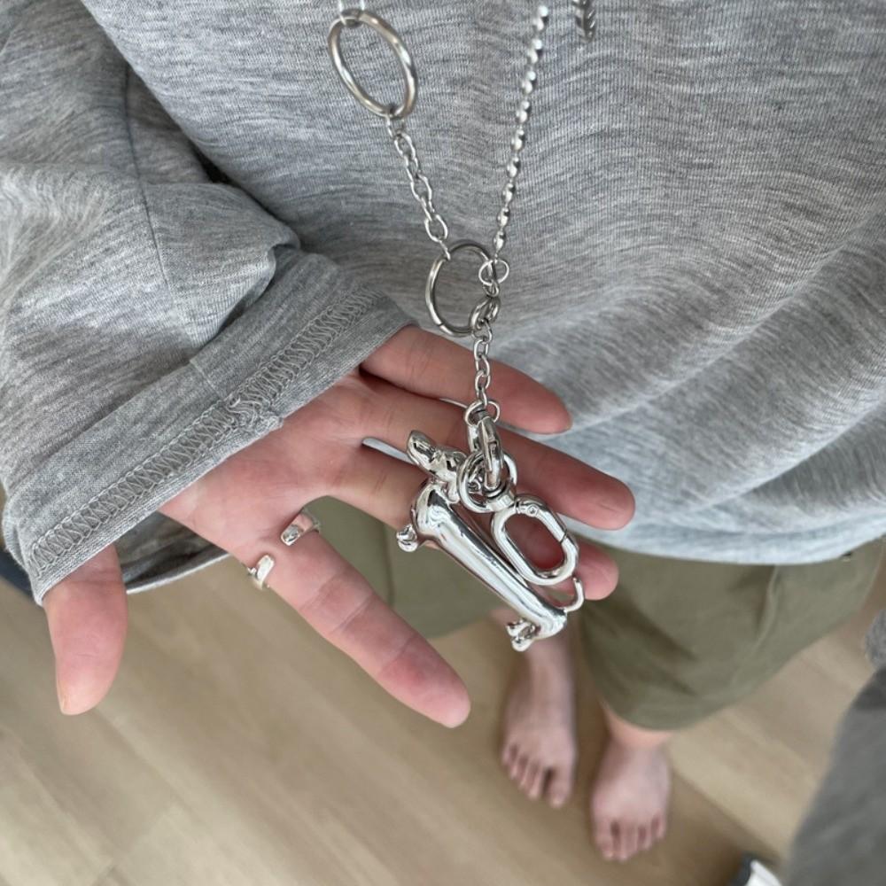 Vintage Dachshund Pendant Necklace Unique Beads Chain Long Pendant Cartoon Dog Choker  Daily Wear