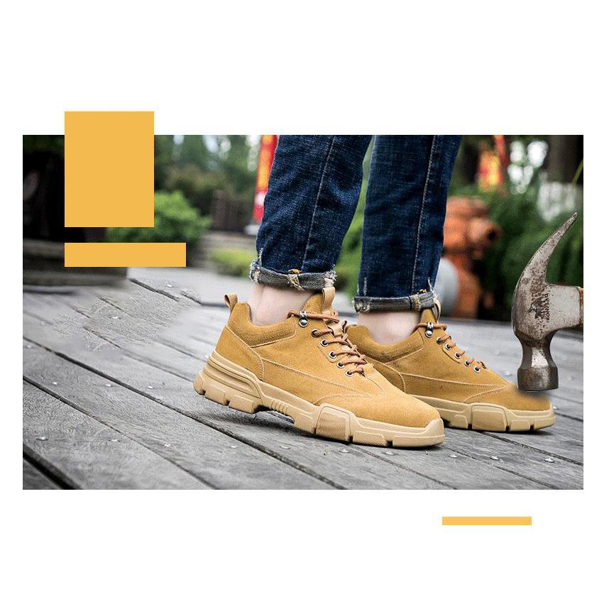Labor Protection Shoes Men's Kevlar Bottomed Anti Smash and Anti Puncture Safety Shoes Reverse Suede Cowhide Work Protection Shoes