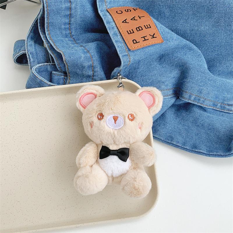 Creative Cute Gentleman Bear Plush Doll Schoolbag Pendant Claw Machine Girl Heart Doll Keychain Gift