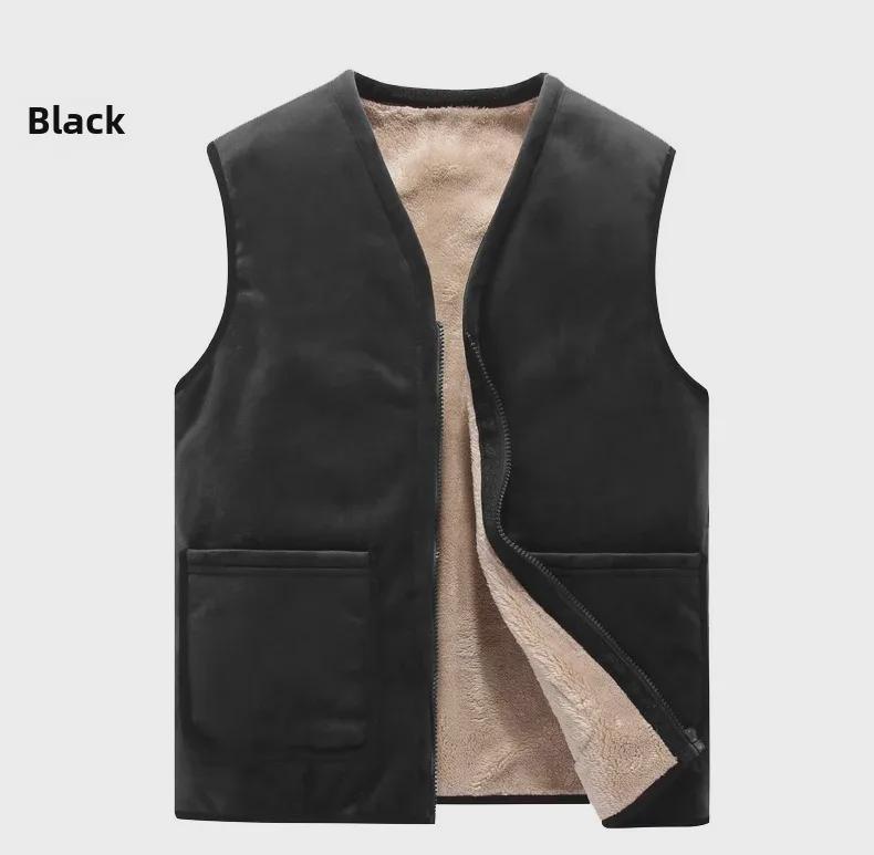 Pánská plus sametová bezrukávová vesta velkých velikostí pro podzim/zimu, pro teplo a ležérní pohodlí