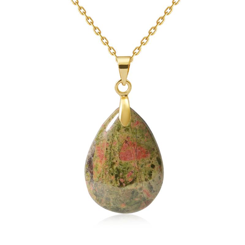 New Fashion Natural Stone Crystal Pendant Teardrop Simple Pendant Necklace Earrings Making Jewelry With Chain Collar