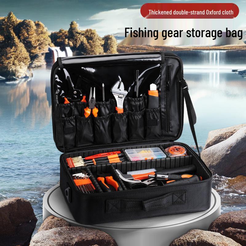 Multifunkční úložná taška na rybářské náčiní s DIY přihrádkami