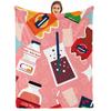 Cartoon Cow Face Cow Cartoon Anime Print Flannel Blanket Soft Warm Throw for Kids Bedroom Sofa Christmas Office Car