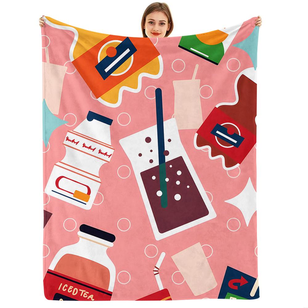 Cartoon Cow Face Cow Cartoon Anime Print Flannel Blanket Soft Warm Throw for Kids Bedroom Sofa Christmas Office Car