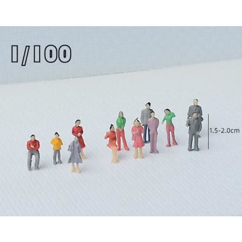 Set of 100 Figures, 1:100 Scale, 15-20mm, for Scenery Collection, Dolls, People, Human Figures, Painted Figures, Model Trains, Dioramas, Building Mode