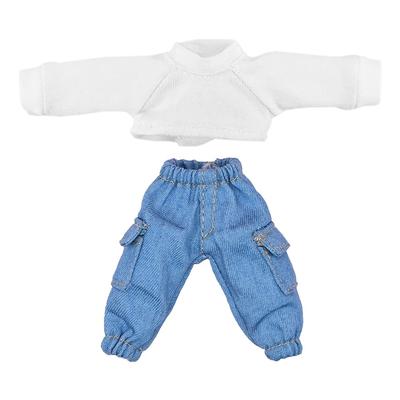 Niannyyhouse Obitsu 11cm Puppenkleidung - Langärmelige Weste und Hosentaschenhose - Puppenkleidung - 112 BJD Puppen Ankleiden (Weiß)