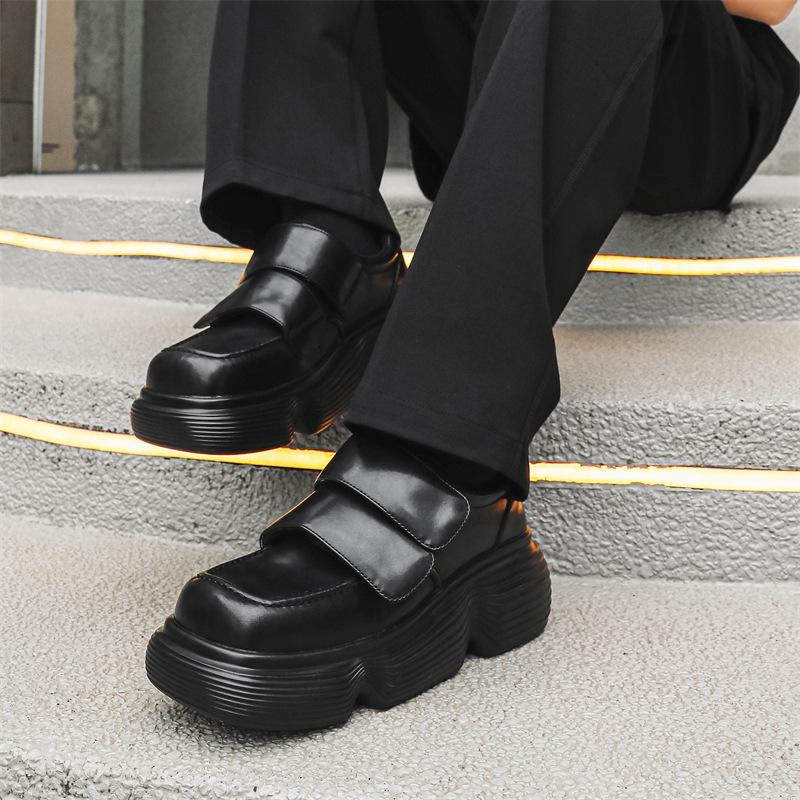 Paris Derby shoes niche design casual leather shoes men's black British high-end big head shoes men's 30315-J