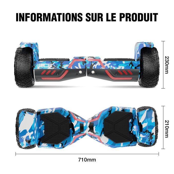 RCB RH3 Hoverboard 8.5" Offroad Hummer, Doppelmotor leistungsstark, Vollreifen und LED-Beleuchtung – Blau