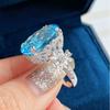 BELLA BOX Hochwertiger, großer Karat-Simulations-Topa-Stein-Diamant-offener Ring als Freundin-Valentinstag-Geschenk