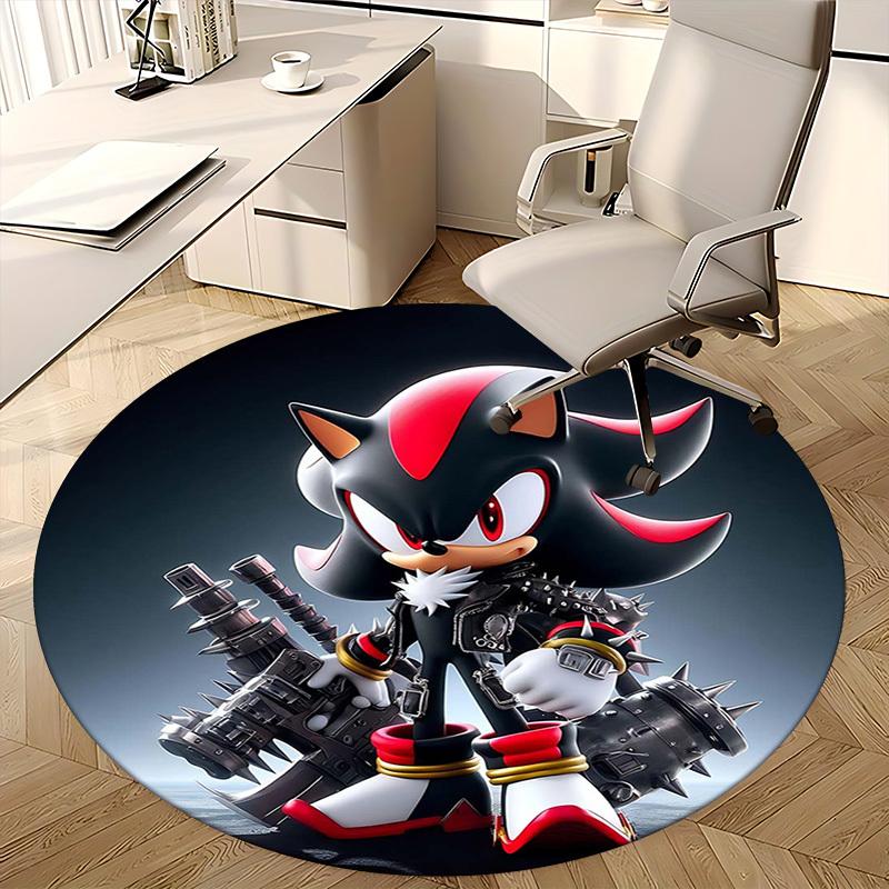 1pc Shadow the Hedgehog Anime Design Round Carpet - Office Chair Mat, Non-Slip Rug for Home Decor