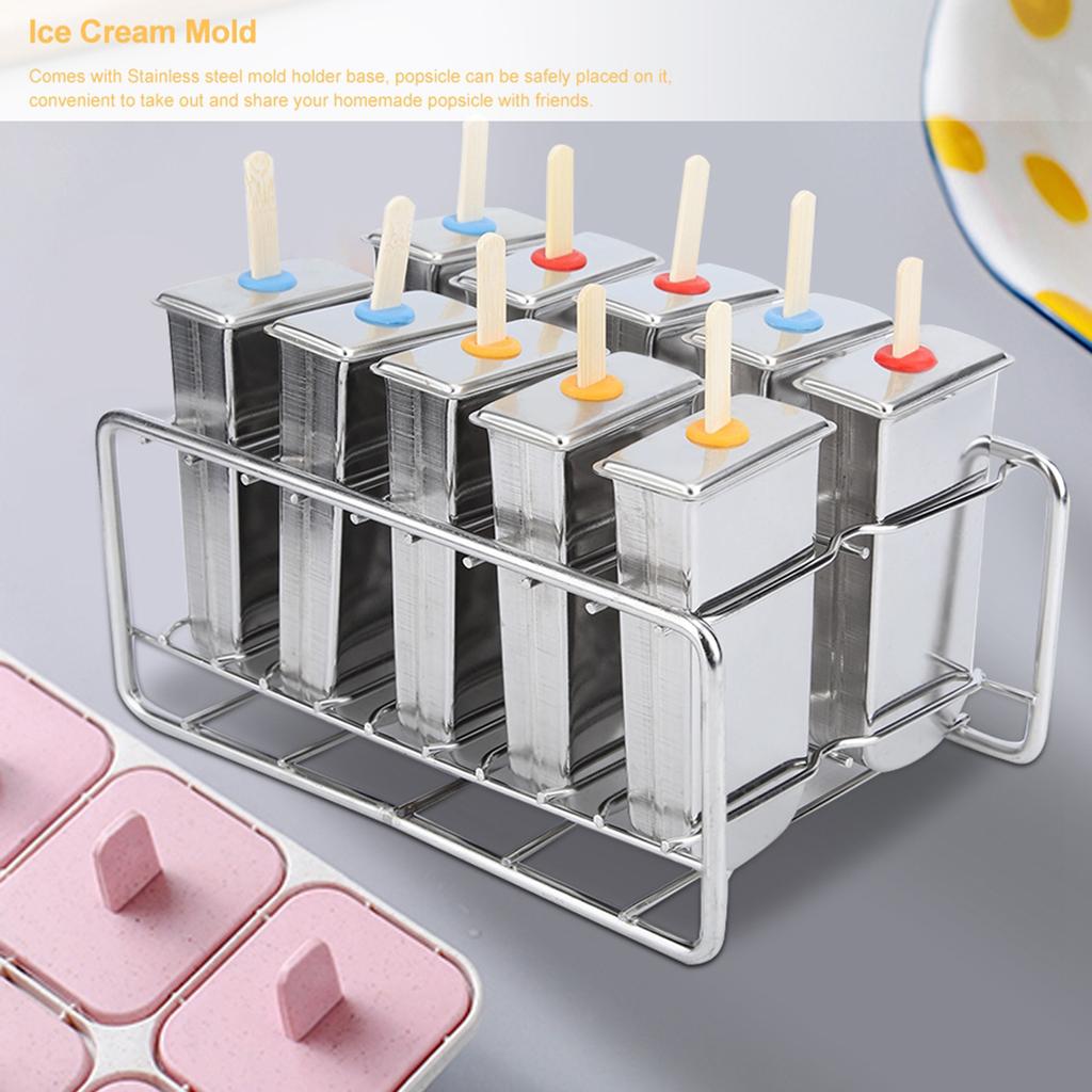 10PCS 304 Stainless Steel Round Head Fat Plate Ice Cream Mold Popsicle Mold Double Groove