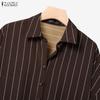 ZANZEA Women Long Sleeve Blouse and Long Skirts Stripe Print Two Piece Suit Sets