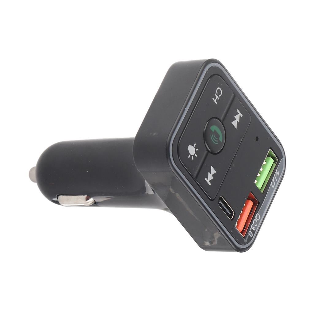 Car Transmitter Wireless Adapter Handsfree Call Music Dual USB Port 1 Type C 7 Colorful Light Car Accessory DC12‑24V