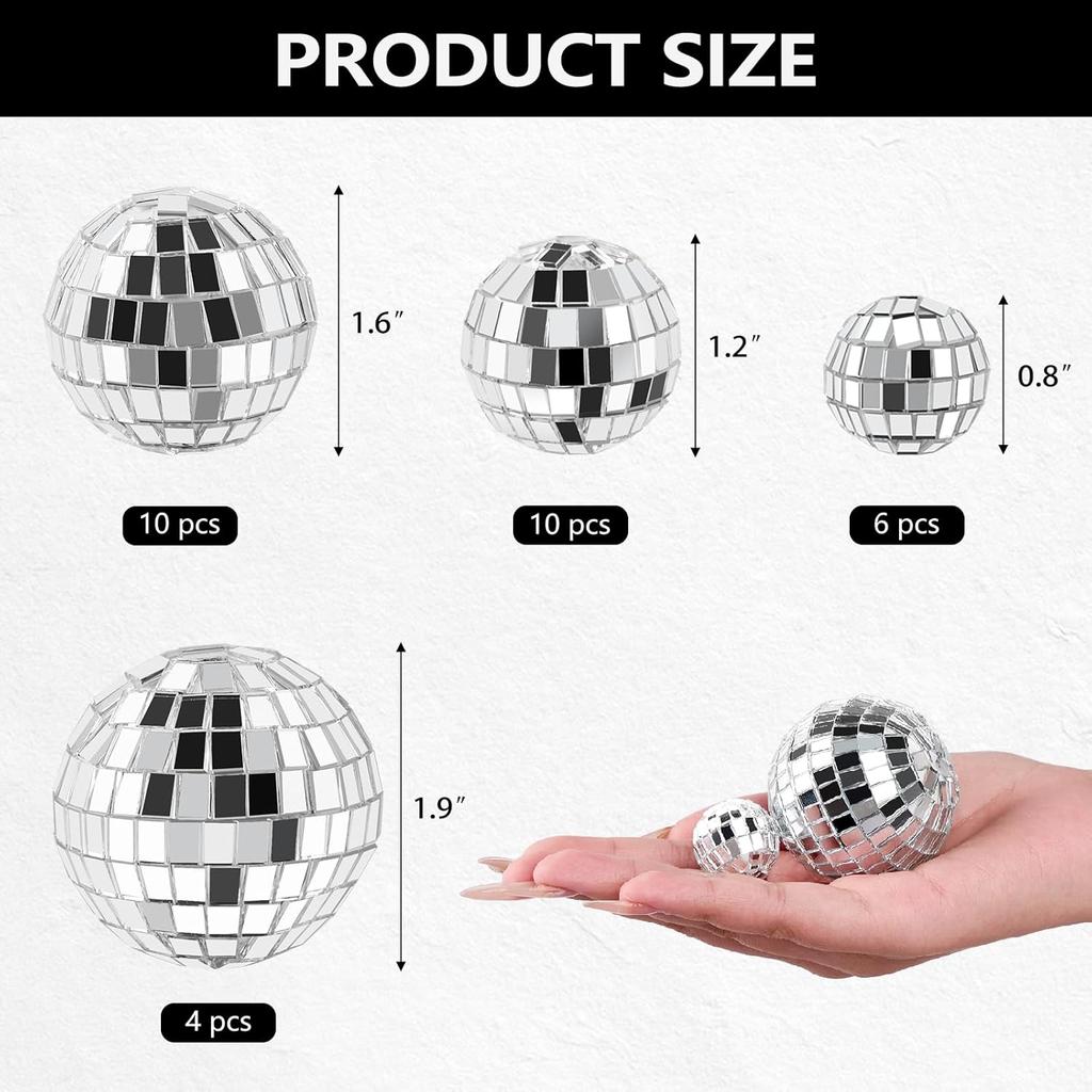 30 PCS Disco Balls Cake Decoration Disco Ball Birthday Cake Centerpiece Disco Table Decor for 1970s Themed Party Supplies