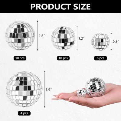 30 PCS Disco Balls Cake Decoration Disco Ball Birthday Cake Centerpiece Disco Table Decor for 1970s Themed Party Supplies