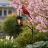 Decorative Solar Garden Stakes Kingfisher Stake Light, Metal Bird Yard Art with Hanging Lantern, Auto-On Landscape Lighting for Lawns LED Waterproof