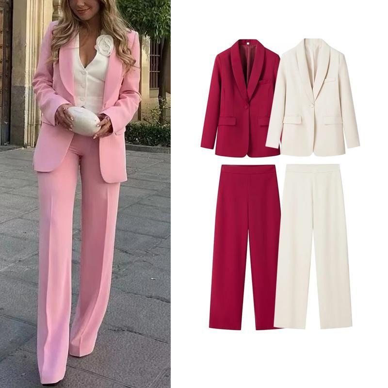 Fall and Winter New Women's Clothing Suit Tuxedo Collar Suit Outwear 2729187 High Waist Casual Pants 4043066