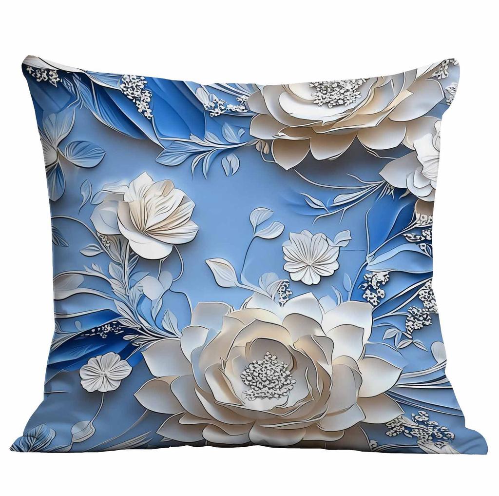 Spring and Summer 3D Floral Print Pillowcase Home Sofa Cushion Pillowcase