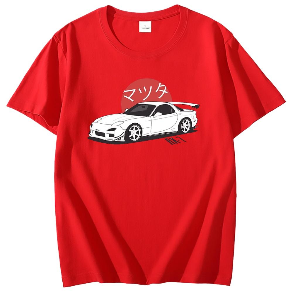 PÁNSKÉ Tričko Mazda RX7 S Potiskem Krátký Rukáv Trička Harajuku Japonské Automobilové Fanoušky Závodní Tričko JDM Automobilová Kultura Léto