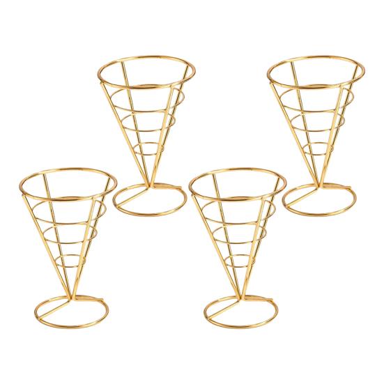 Ice Cream Cone Holders Stainless Steel French Fries Stands Food Cone Display Stand for Individual Waffle Pizza Charcuterie Restaurant Party Supplies