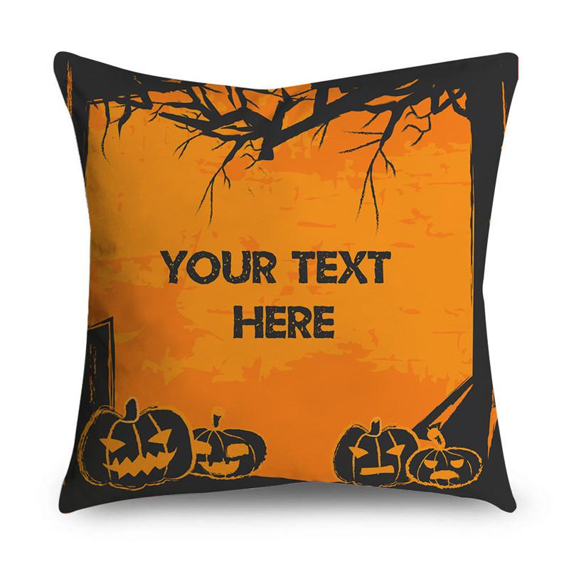 Halloween Theme Horror Pumpkin Wizard Print Pattern Cushion Cover Home Living Room Sofa Decoration Square Throw Pillow Cover