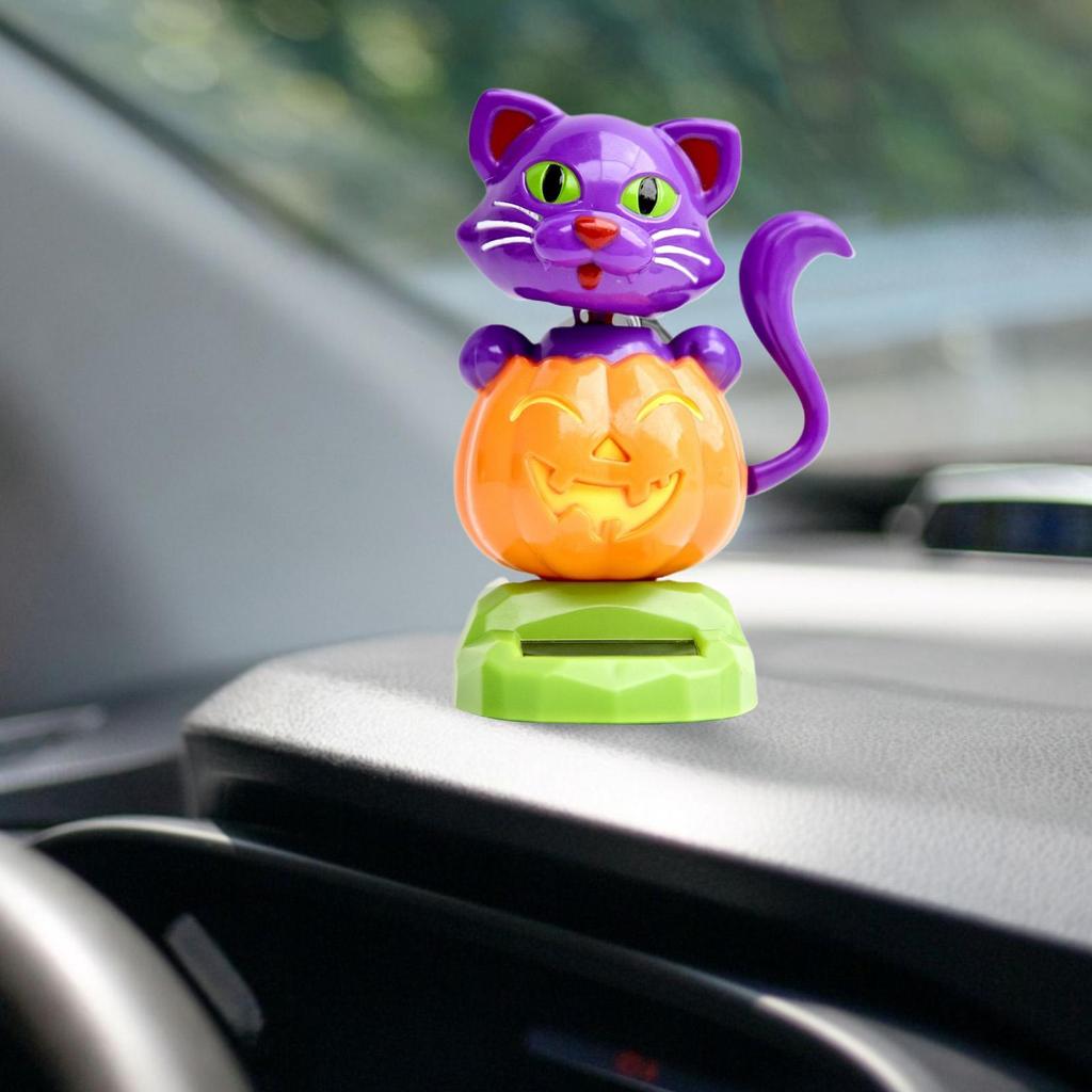 Dashboard Solar Dancing Toys Solar Pumpkin Cat Car Dashboard Decoration Figurine Car Interior Decoration Toy Statue For Truck RV