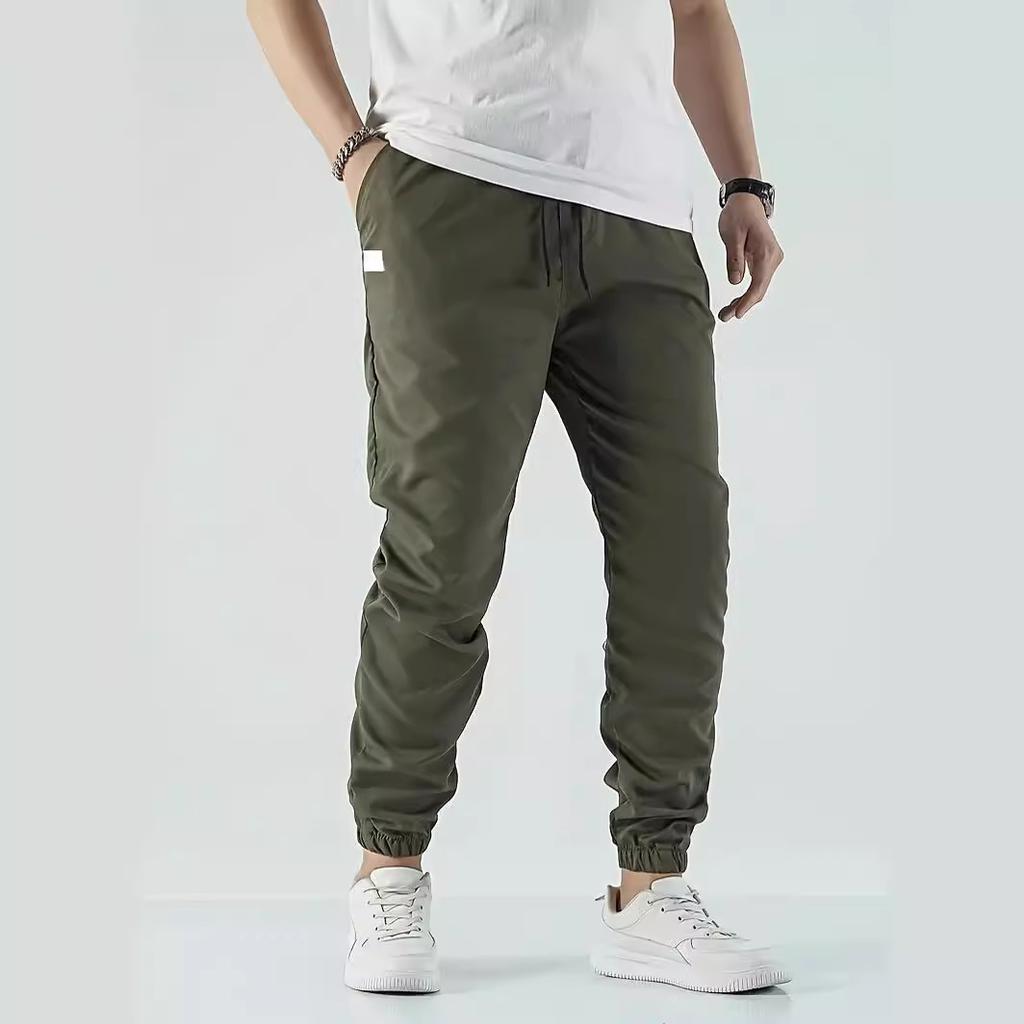 Four Seasons New Slim Casual Trousers Simple Leisure Pure Colour Spell Leather Trousers Micro Elastic Youth Popular Trousers