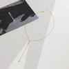 Y2K Simple Zircon Long Tassel Chain Necklaces for Women Metal Geometric Bead Choker Necklace Women's Jewelry