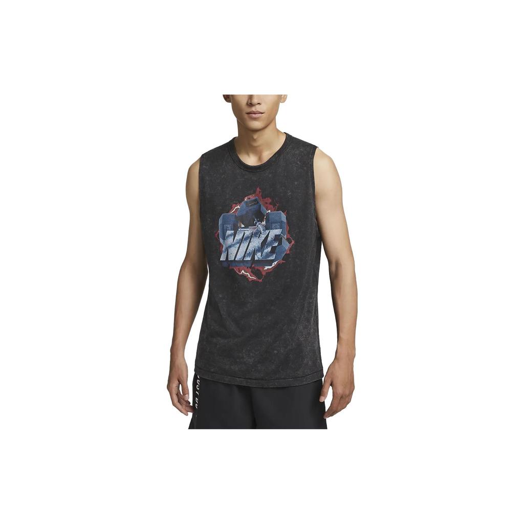 Nike Dri-FIT Printed Training Tank Top Men Tops Black DX0909-010