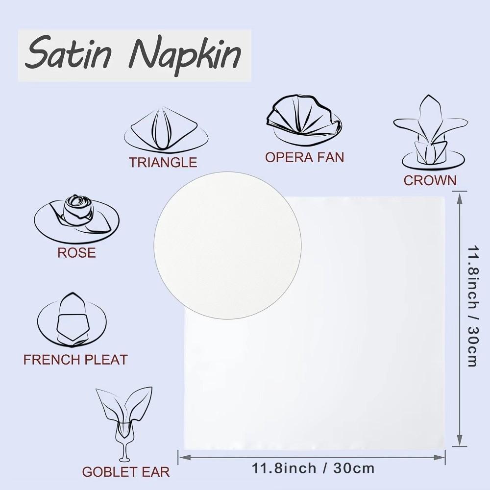 10pcs Square Silky Satin Napkin Smooth Table Napkins Dinner Napkins  For Wedding Banquet Restaurant
