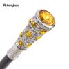 White Yellow Artificial Diamond Walking Cane Fashion Decorative Walking Stick Gentleman Elegant Cosplay Cane Knob Crosier 93cm