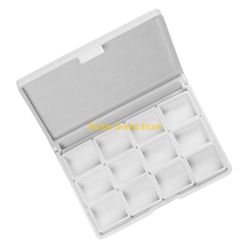 W89C 12 Well Watercolor Paint Palette Box Paint Mixing Tray with Dustproof Lid