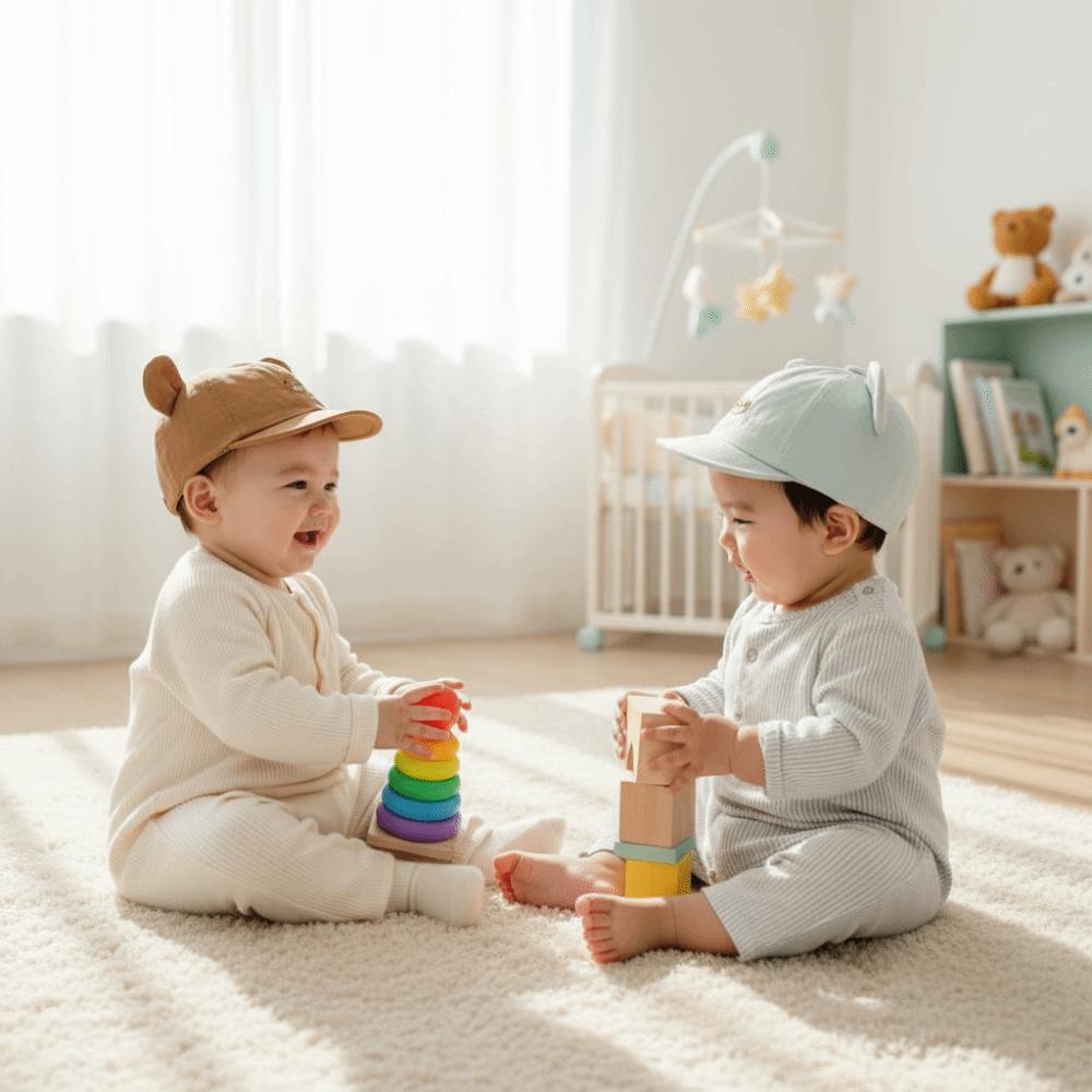 Little Bear Embroidery Kids Sun Hat Soft Brim Cartoon Bear Hat Baby Peaked Cap For Girls Boys