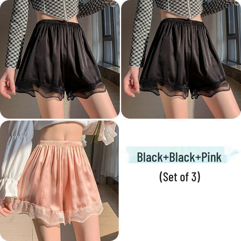 Seamless Ice Silk Lace Women's Summer Anti-Exposure Loose Shorts