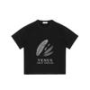 Black T Shirt With Feather Pattern And Venus True Dream Text For Casual Wear