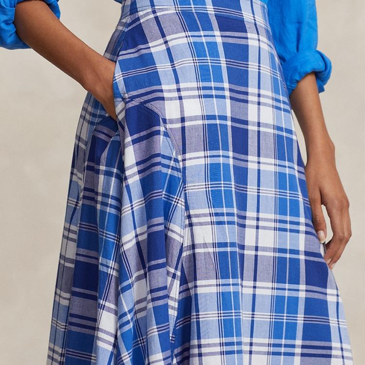 Polo Ralph Lauren SS24 Plaid A-Line Long Casual Skirt Women Skirts Multicolor WMPOSKTNDR20095-400