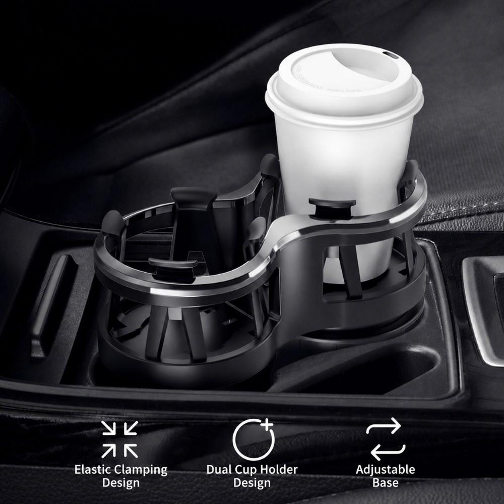 Two Hole Dual Cup Holder Adjustable Drink Bottle Mount Organizer For Car Interior Drink Storage