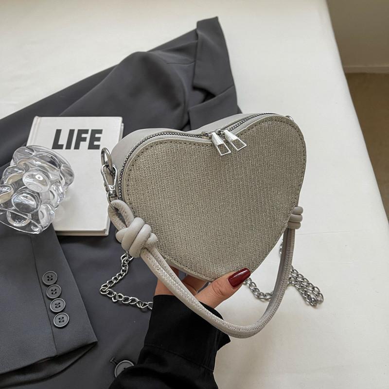 Fashionable Heart-shaped Crossbody Bag For Women In Elegant Black Gray Gold Pink Silver Colors
