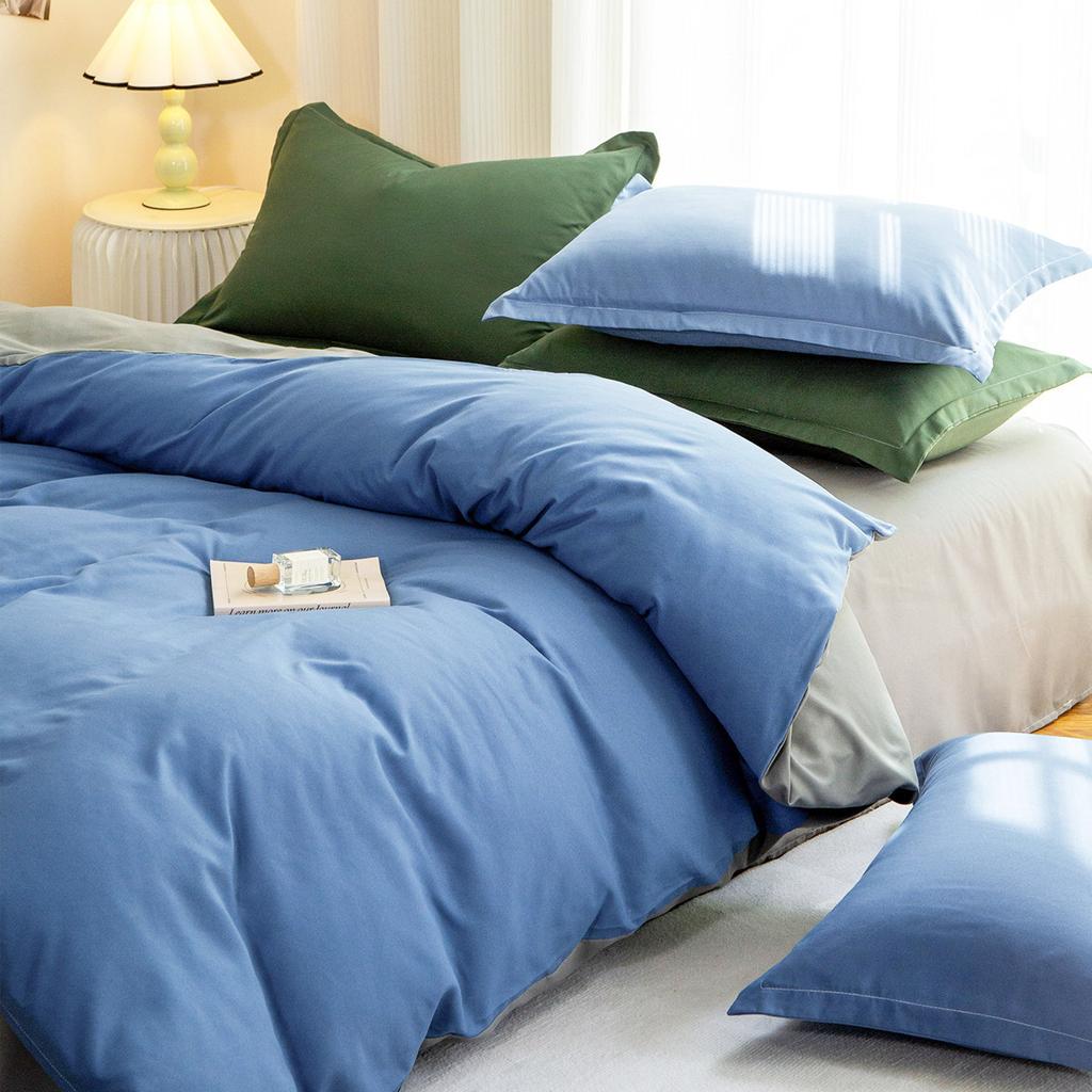 Fashion Polyester Solid Color Sheet Duvet Cover Set Single Double Bed Size Skin Friendly Machine Washable